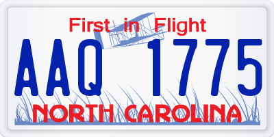 NC license plate AAQ1775