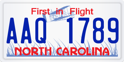 NC license plate AAQ1789