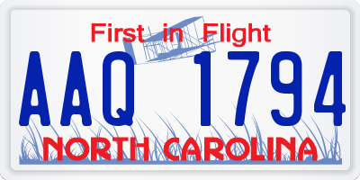NC license plate AAQ1794