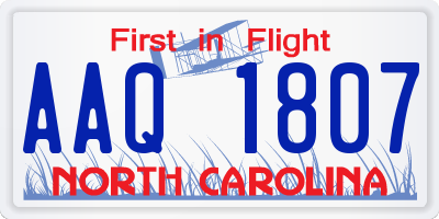 NC license plate AAQ1807