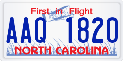NC license plate AAQ1820