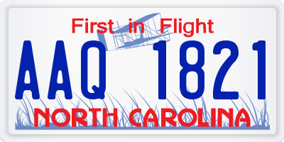NC license plate AAQ1821