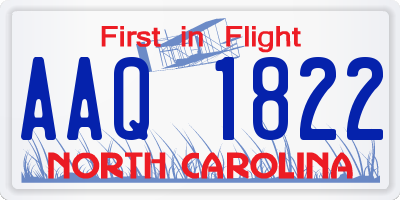 NC license plate AAQ1822