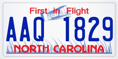 NC license plate AAQ1829