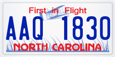 NC license plate AAQ1830
