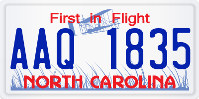 NC license plate AAQ1835