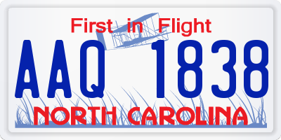 NC license plate AAQ1838