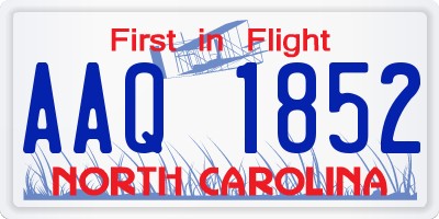 NC license plate AAQ1852