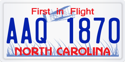 NC license plate AAQ1870