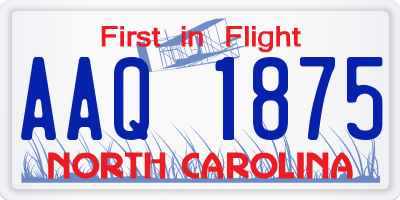 NC license plate AAQ1875