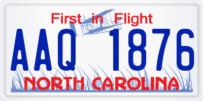 NC license plate AAQ1876