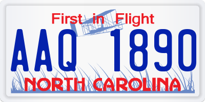 NC license plate AAQ1890