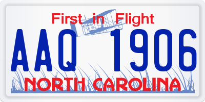 NC license plate AAQ1906