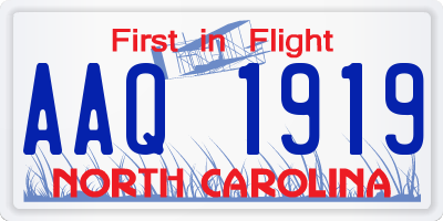 NC license plate AAQ1919