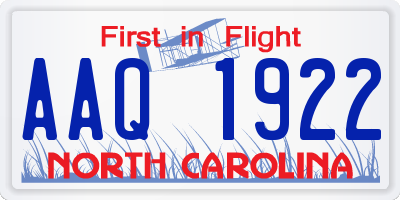 NC license plate AAQ1922