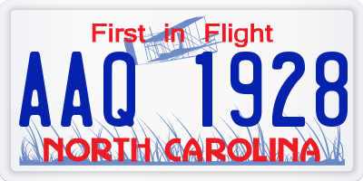NC license plate AAQ1928