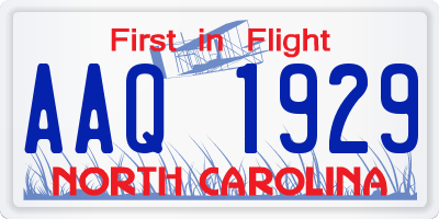 NC license plate AAQ1929