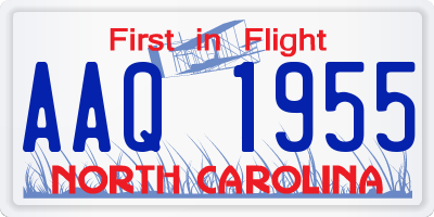 NC license plate AAQ1955
