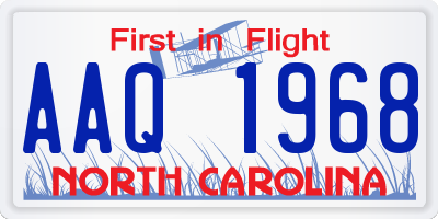 NC license plate AAQ1968