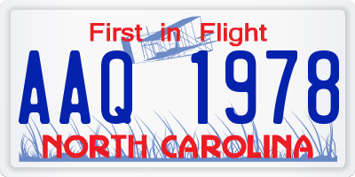 NC license plate AAQ1978