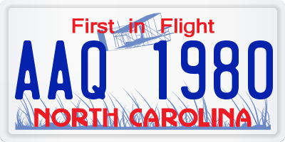 NC license plate AAQ1980