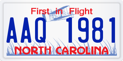 NC license plate AAQ1981
