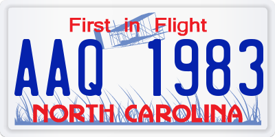 NC license plate AAQ1983