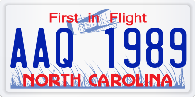 NC license plate AAQ1989