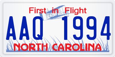 NC license plate AAQ1994