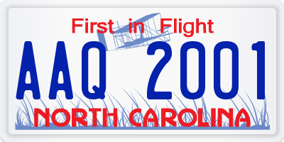 NC license plate AAQ2001