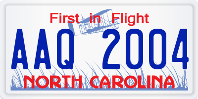 NC license plate AAQ2004