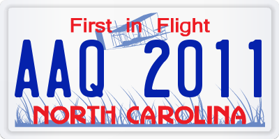 NC license plate AAQ2011