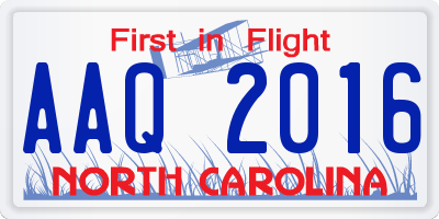 NC license plate AAQ2016
