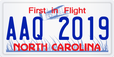 NC license plate AAQ2019