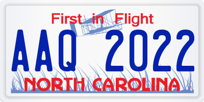 NC license plate AAQ2022