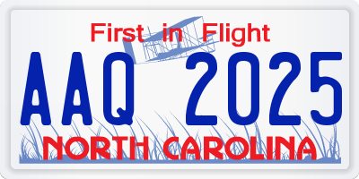 NC license plate AAQ2025