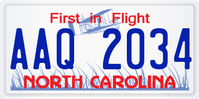 NC license plate AAQ2034