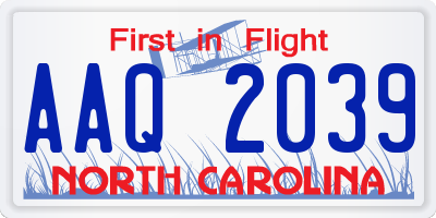 NC license plate AAQ2039