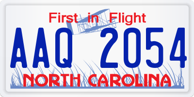 NC license plate AAQ2054