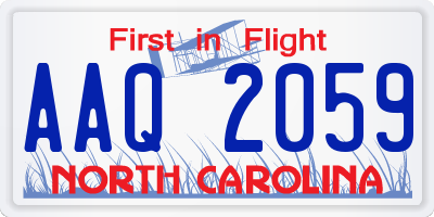 NC license plate AAQ2059