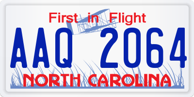 NC license plate AAQ2064
