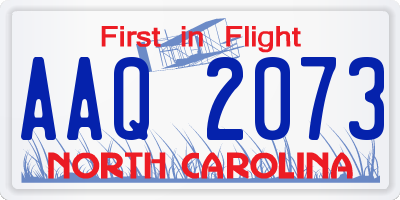 NC license plate AAQ2073