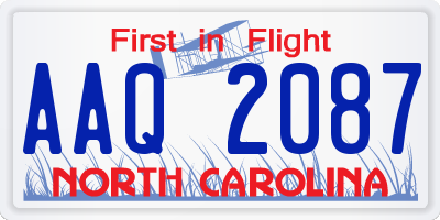 NC license plate AAQ2087