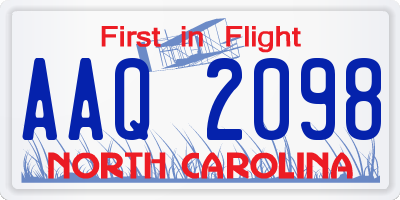 NC license plate AAQ2098
