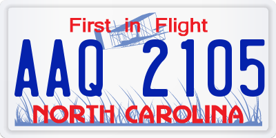 NC license plate AAQ2105