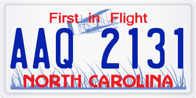NC license plate AAQ2131