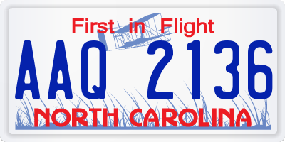 NC license plate AAQ2136