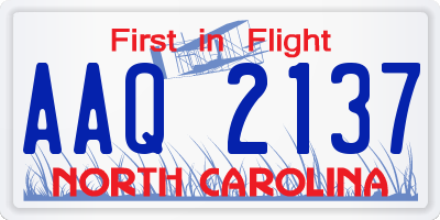 NC license plate AAQ2137