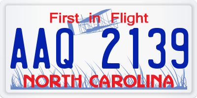 NC license plate AAQ2139