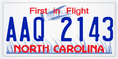 NC license plate AAQ2143